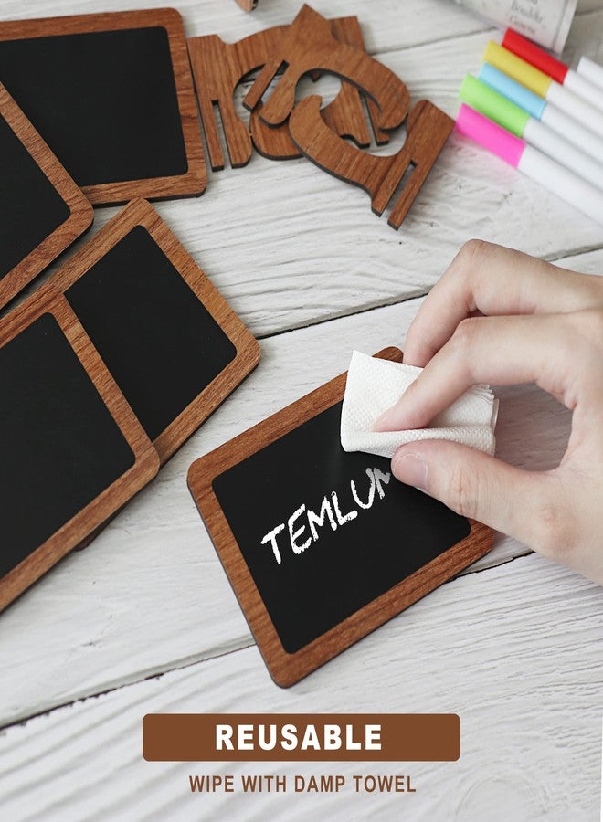 Temlum لوحة طباشيرية صغيرة من تيملوم مكونة من 15 قطعة مع 6 أقلام طباشيرية ملونة، مقاس 2.9 بوصة × 3.9 بوصة، ألواح طباشيرية خشبية قابلة لإعادة الاستخدام صغيرة الحجم للطعام والبوفيهات والحفلات ولوحات الرسائل وأرقام الطاولات (مستطيلة الشكل). - Image 4