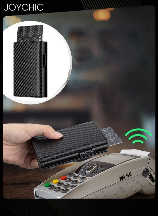 Joychic محفظة بطاقات مع جيب للعملات المعدنية وإغلاق مغناطيسي وبطاقات منبثقة، مع نافذة هوية محفظة جلدية للنقود وبطاقات الائتمان، محفظة بطاقات ائتمانية رفيعة للأعمال مع جيب للنقود للرجال - Image 1