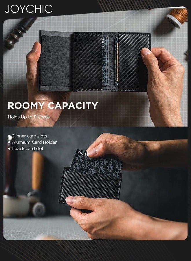 Joychic محفظة بطاقات مع جيب للعملات المعدنية وإغلاق مغناطيسي وبطاقات منبثقة، مع نافذة هوية محفظة جلدية للنقود وبطاقات الائتمان، محفظة بطاقات ائتمانية رفيعة للأعمال مع جيب للنقود للرجال - Image 4