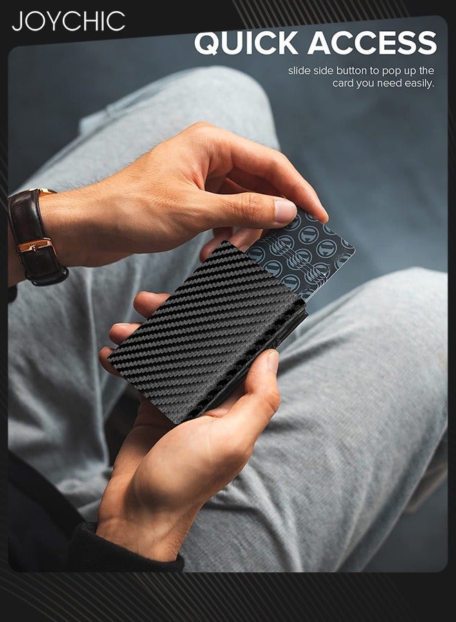 Joychic محفظة بطاقات مع جيب للعملات المعدنية وإغلاق مغناطيسي وبطاقات منبثقة، مع نافذة هوية محفظة جلدية للنقود وبطاقات الائتمان، محفظة بطاقات ائتمانية رفيعة للأعمال مع جيب للنقود للرجال - Image 2