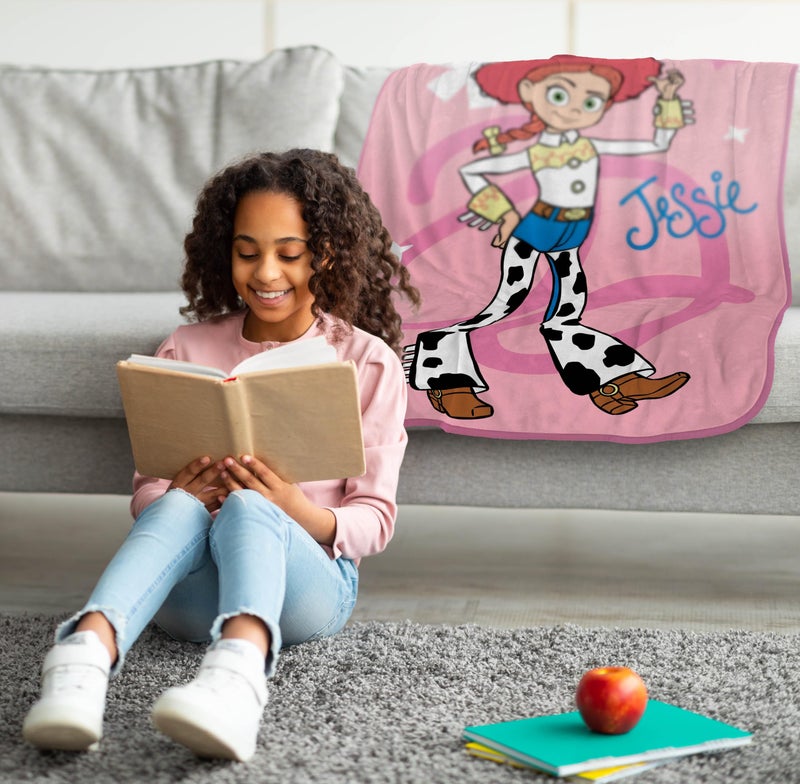 Jay Franco Plush Throw Blanket â€“ 46" x 60" Inches Kids Hero Soft & Cozy Fleece Throw for Bedroom & Couch DÃ©cor, Official Licensed Product, Pink - Toy Story Jessie - Image 2