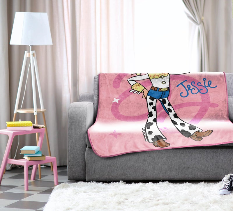 Jay Franco Plush Throw Blanket â€“ 46" x 60" Inches Kids Hero Soft & Cozy Fleece Throw for Bedroom & Couch DÃ©cor, Official Licensed Product, Pink - Toy Story Jessie - Image 3