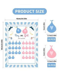 HY Baby Gender Reveal Board, Party Supplies Kit with Decorations Games with 36 PCS Pink Blue Stickers, Gender Reveal Voting Poster Board, Chalkboard Design Party Games Supplies Kit  - Image 2