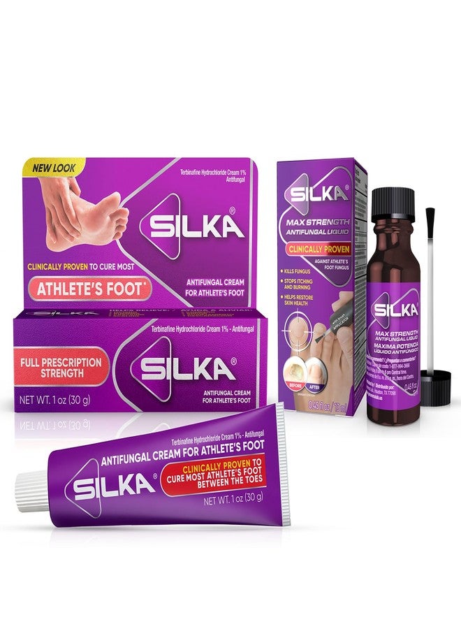 Silka Max Strength Antifungal Liquid & Cream Set - Powerful Relief for Toenail Fungus, Athlete's Foot, and Ringworm, Itch and Burn Relief - Image 1