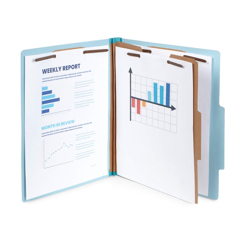 Blue Summit Supplies 10 Blue Classification Folders - 1 Divider - 2 Inch Tyvek Expansions - Durable 2 Prongs, for Medical Files, Law Client Files, Pressboard Classification Folders 1 Dividers Letter Size, Blue, 10 Pack - Image 5