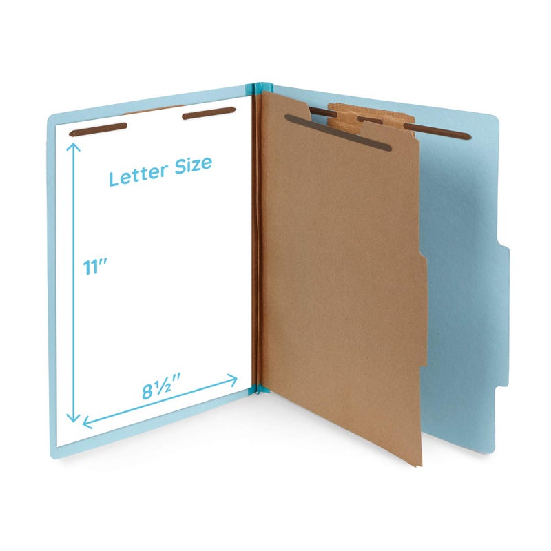 Blue Summit Supplies 10 Blue Classification Folders - 1 Divider - 2 Inch Tyvek Expansions - Durable 2 Prongs, for Medical Files, Law Client Files, Pressboard Classification Folders 1 Dividers Letter Size, Blue, 10 Pack - Image 2
