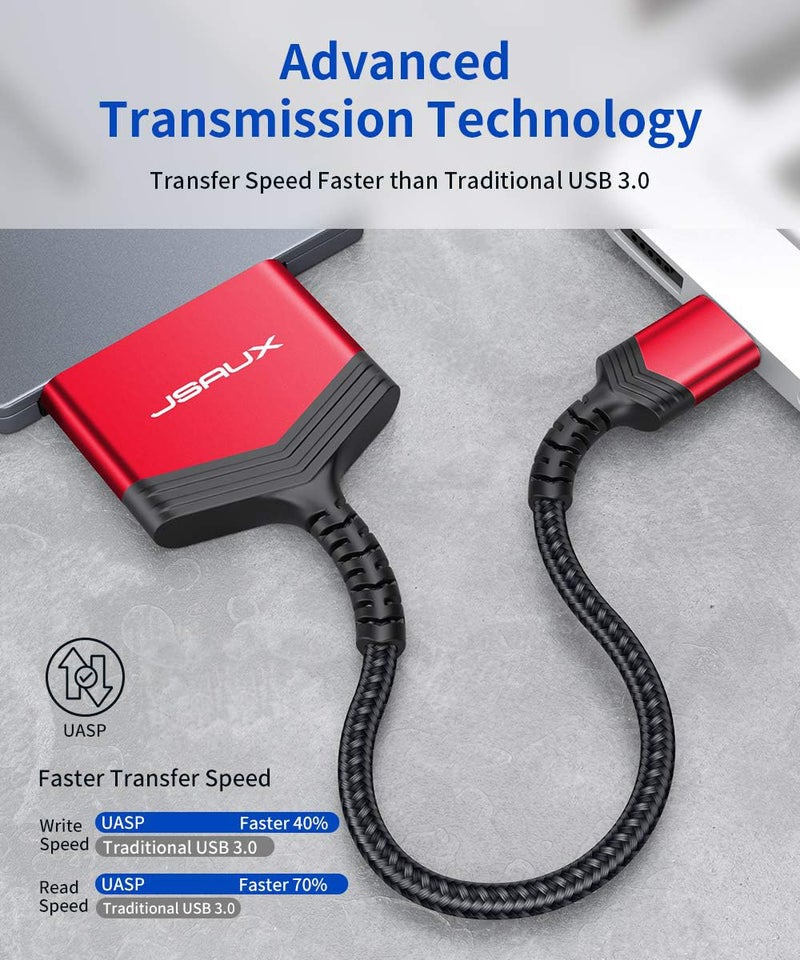 jsaux كابل SATA إلى USB A، محول USB A 3.0 إلى قرص صلب SATA III بحافظة ألمنيوم وكابل نايلون لتحويل البيانات الخارجية لـ SSD/HDD - أحمر - Image 3