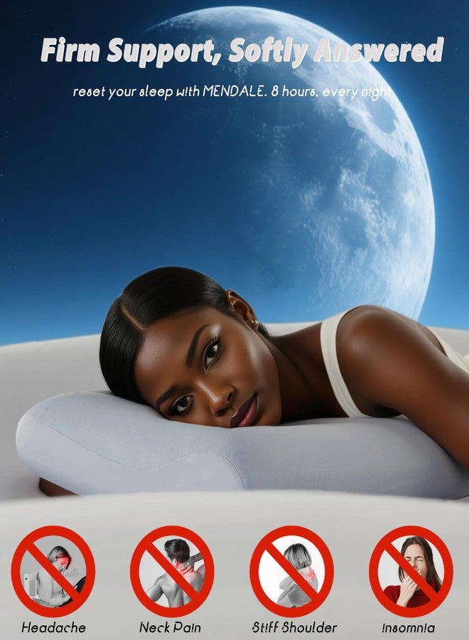 mendale Memory Foam Pillows for Sleeping, Cooling Bed Pillow for Neck Pain Relief, Queen Size Contour Design for Side Back Stomach Sleepers with Travel Pouch - Frim But Soft (4 Inches) - Image 3