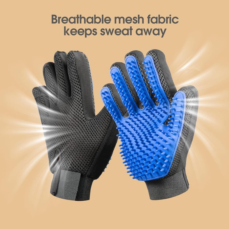 KASTWAVE Upgrade Pet Hair Remover Grooming Gloves - Gentle Deshedding Brush Mitt for Dogs, Cats & Horses - Effective Bathing Massage Tool & Massager for Long/Short Hair (Blue, 1 Pair) - Image 5
