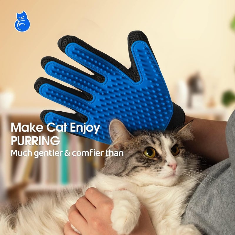 KASTWAVE Upgrade Pet Hair Remover Grooming Gloves - Gentle Deshedding Brush Mitt for Dogs, Cats & Horses - Effective Bathing Massage Tool & Massager for Long/Short Hair (Blue, 1 Pair) - Image 3