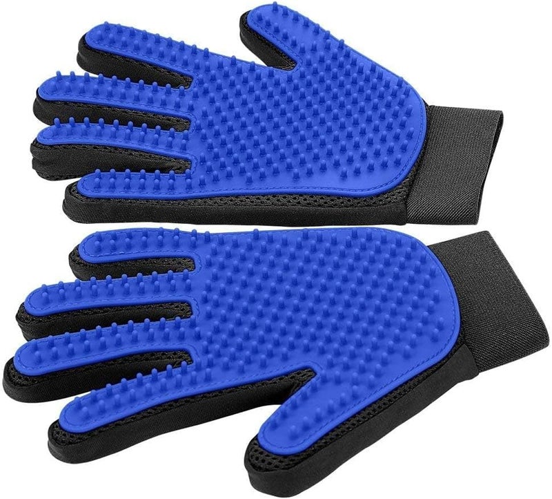 KASTWAVE Upgrade Pet Hair Remover Grooming Gloves - Gentle Deshedding Brush Mitt for Dogs, Cats & Horses - Effective Bathing Massage Tool & Massager for Long/Short Hair (Blue, 1 Pair) - Image 1