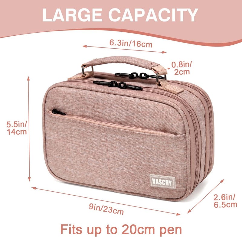 Vaschy Cost effective upgraded craftsmanship Pencil Case, Large Pencil Pouch with Compartments for Middle School,Work,Office Pen Organizer Holder School Supply Pink Market multi-use trusted quality - Image 2