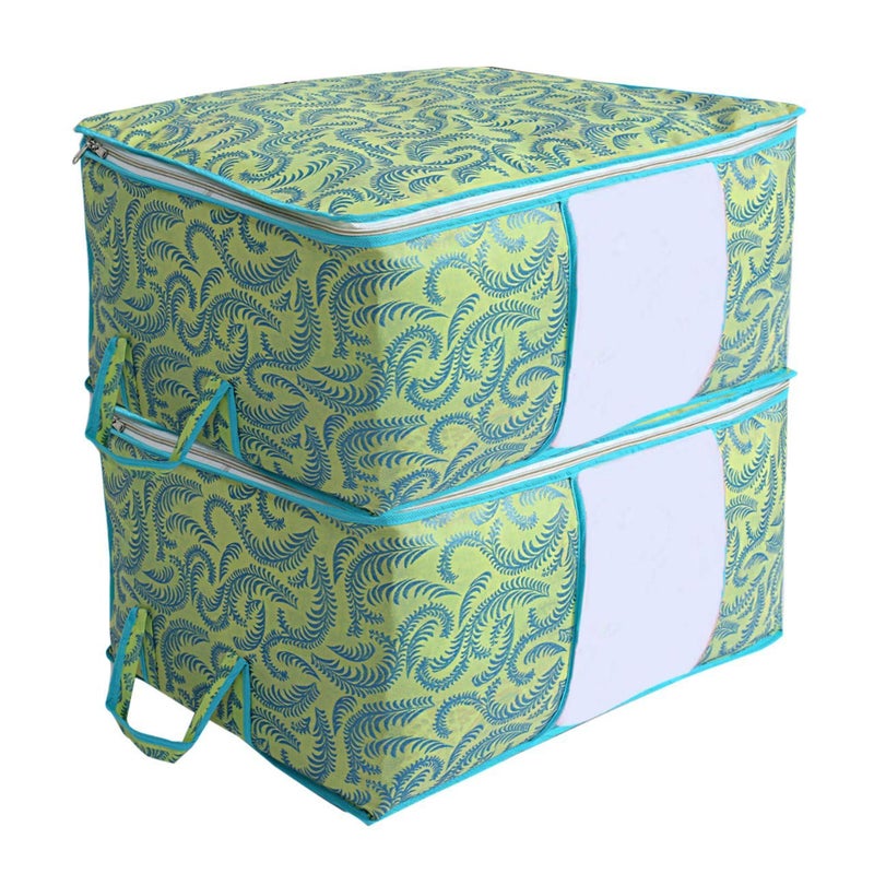 Kuber Industries 2 Piece Non Woven Exclusive Underbed Storage Organiser Green - Image 1