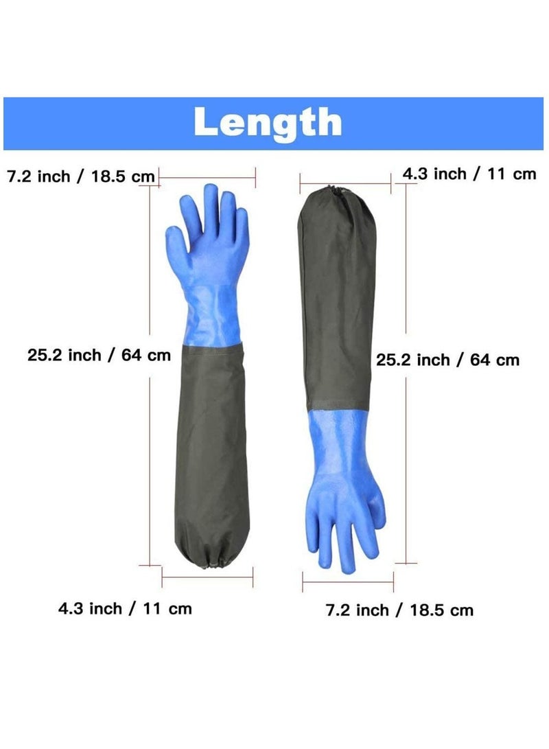 Plastic Gloves Pond Cleaning Gloves Drainage Gloves Full Arm Gloves Elastic Band PU Gloves Wear-Resistant Waterproof - Image 1