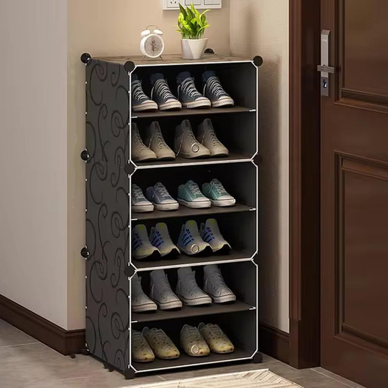 AYSIS Shoe Rack with Shelf Box Plastic Shoe Rack for Home Plastic Shelves, Home Shoes Storage, PP Plastic Cabinets with Metal Door Frame, Chappal Slipper Shoe Stand (Black, 6-SHELF-3-DOOR) - Image 1