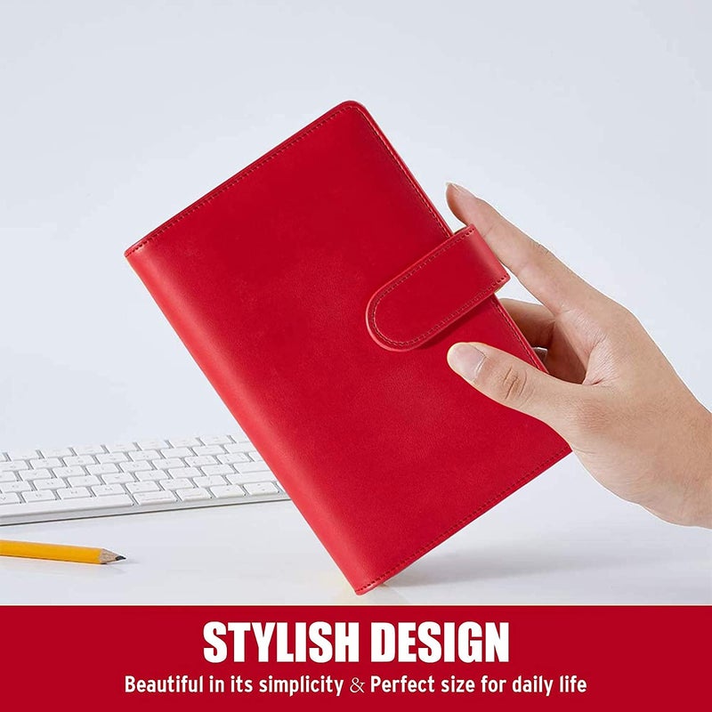Sooez A6 Notebook Binder, 6 Ring Planner Binder A6 PU Leather Notebook Binder, Loose Leaf Personal Organizer Binder Cover with Magnetic Buckle Closure, PU Leather Portfolio Binder, 7.48"x5.2" - Image 3