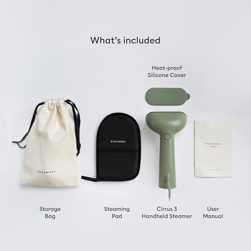 Steamery Handheld Clothes Steamer Cirrus 3, 1200W, US Plug, Heated Ironing Plate, Fast Heat Up, Garment Wrinkle Remover, Green - Image 5