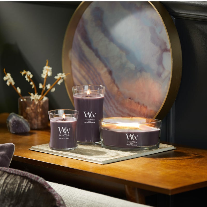 WoodWick Amethyst & Amber Gifts for Women and Men, 9.7 oz Medium Hourglass Candle with Crackling Wick - Image 4
