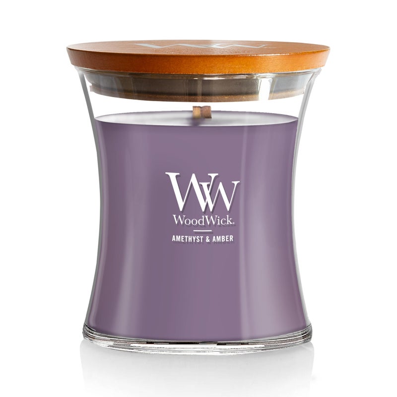 WoodWick Amethyst & Amber Gifts for Women and Men, 9.7 oz Medium Hourglass Candle with Crackling Wick - Image 1