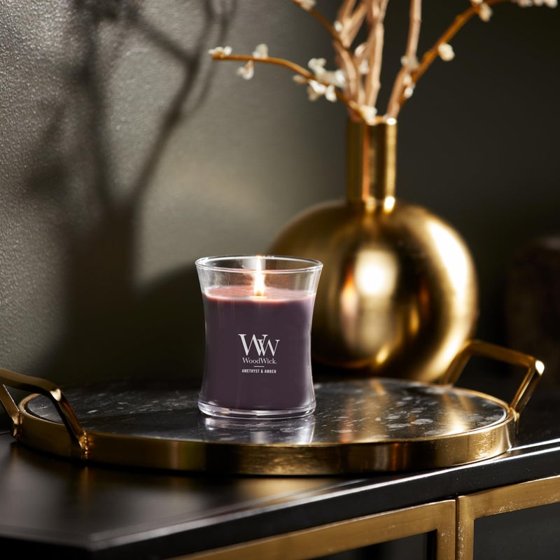 WoodWick Amethyst & Amber Gifts for Women and Men, 9.7 oz Medium Hourglass Candle with Crackling Wick - Image 3