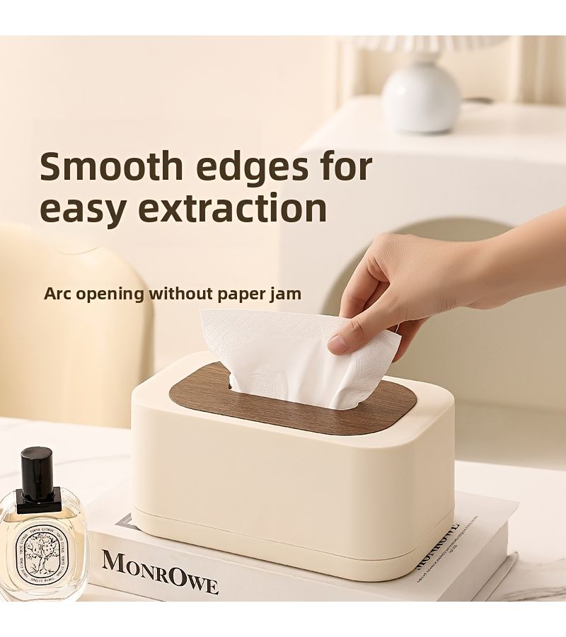 Beige Multi Function Tissue Box With Desk Storage And Dispenser - Image 2