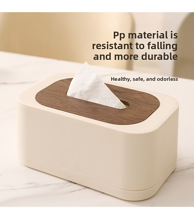 Beige Multi Function Tissue Box With Desk Storage And Dispenser - Image 4