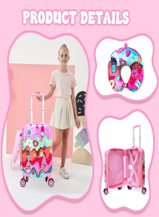 Inprof Cute Kid’s Luggage Set Carry on Toddler Travel Suitcase Airline Approved, 2pcs Ice Cream, 16 inch - Image 4