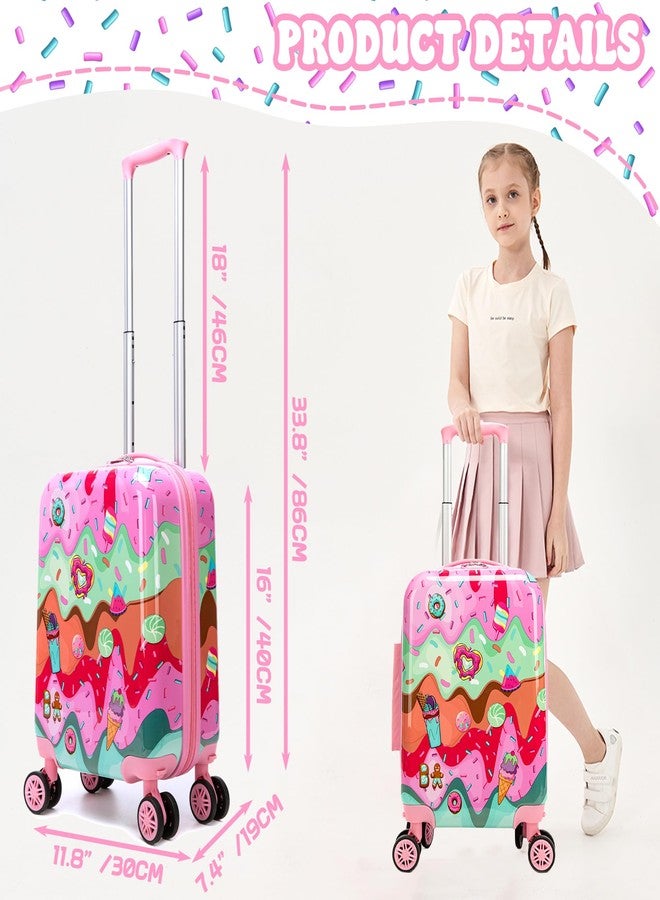 Inprof Cute Kid’s Luggage Set Carry on Toddler Travel Suitcase Airline Approved, 2pcs Ice Cream, 16 inch - Image 2