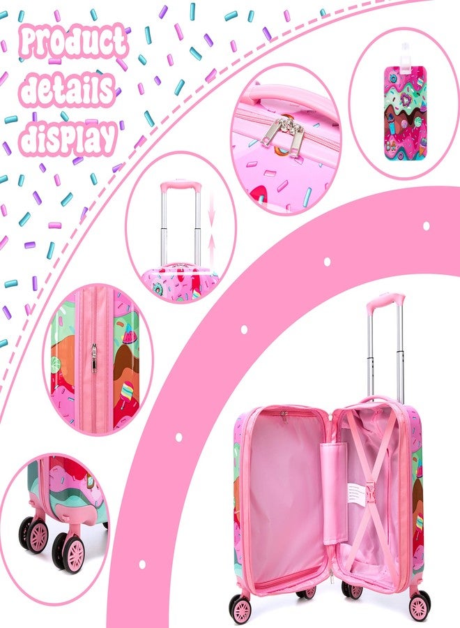 Inprof Cute Kid’s Luggage Set Carry on Toddler Travel Suitcase Airline Approved, 2pcs Ice Cream, 16 inch - Image 3
