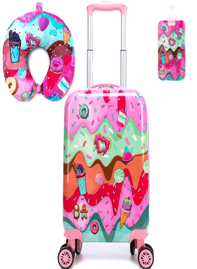 Inprof Cute Kid’s Luggage Set Carry on Toddler Travel Suitcase Airline Approved, 2pcs Ice Cream, 16 inch - Image 1