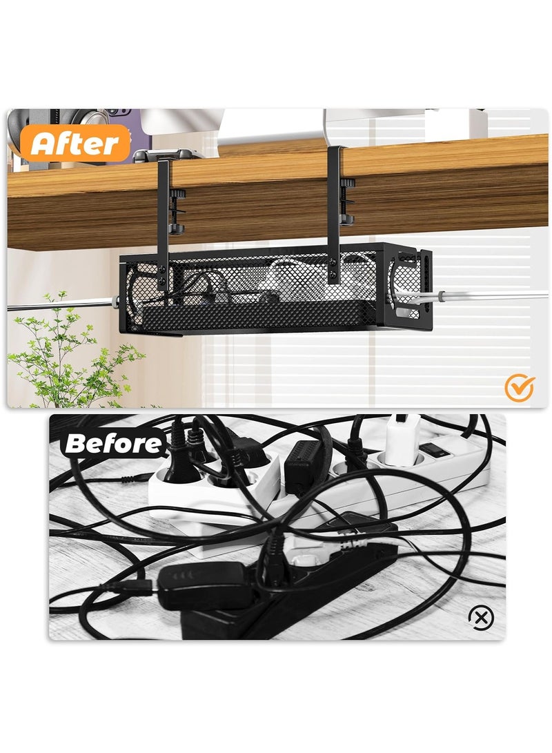 NNEWVANTE Under Desk Cable Management Tray, Cable Organizer, Cable Management Box, Cord Organizer for Desk, Under Desk Storage for Office Home - No Drill to Desk Cable Raceway - Image 3
