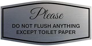 All Quality All Quality Fancy Please Do Not Flush Anything Except Toilet Paper Sign (Brushed Silver/Black) - Small  - Image 1