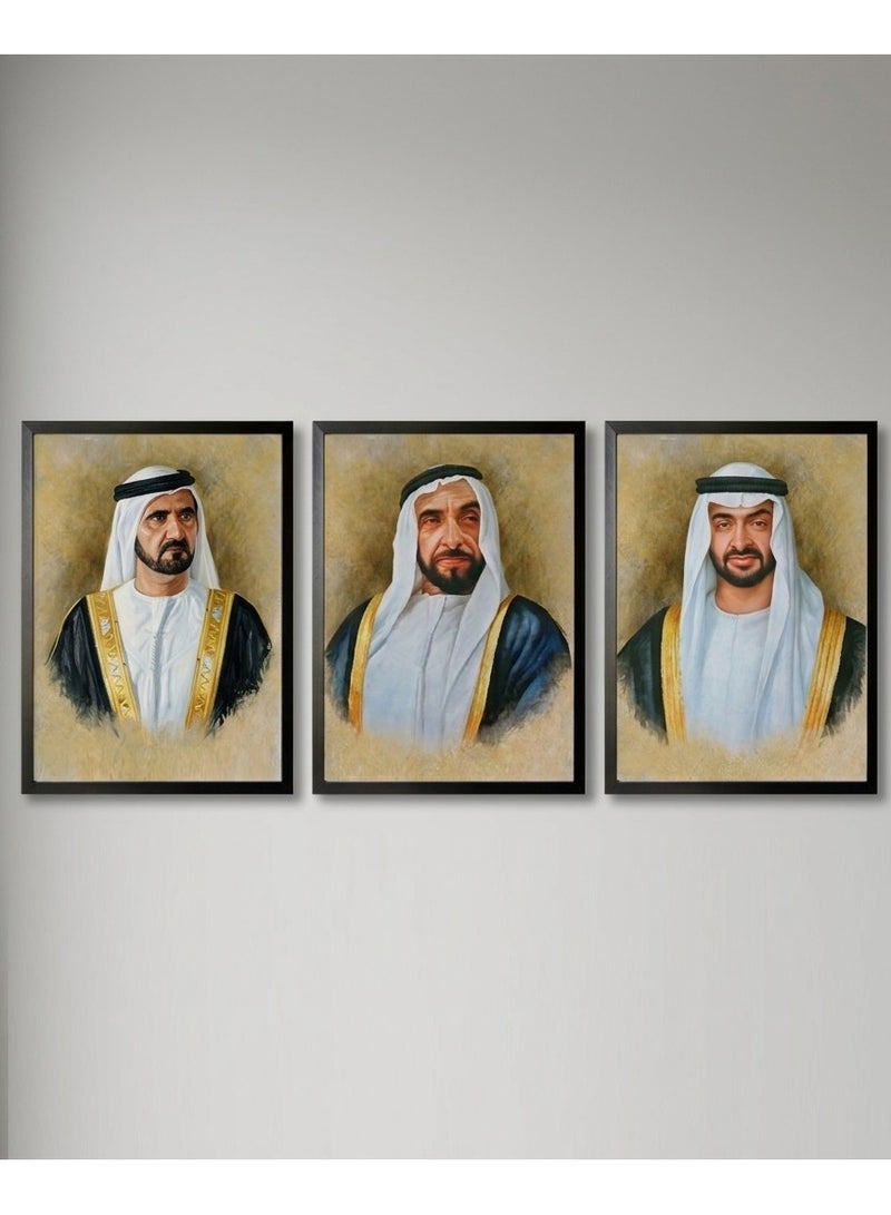 Boomah Accessories 3-Piece UAE Leaders Framed Poster Set 30x40cm | Sheikh Mohammed Bin Rashid, Sheikh Zayed & Sheikh Mohamed Bin Zayed | Premium Wall Art for Home , Office & Majlis - Image 1