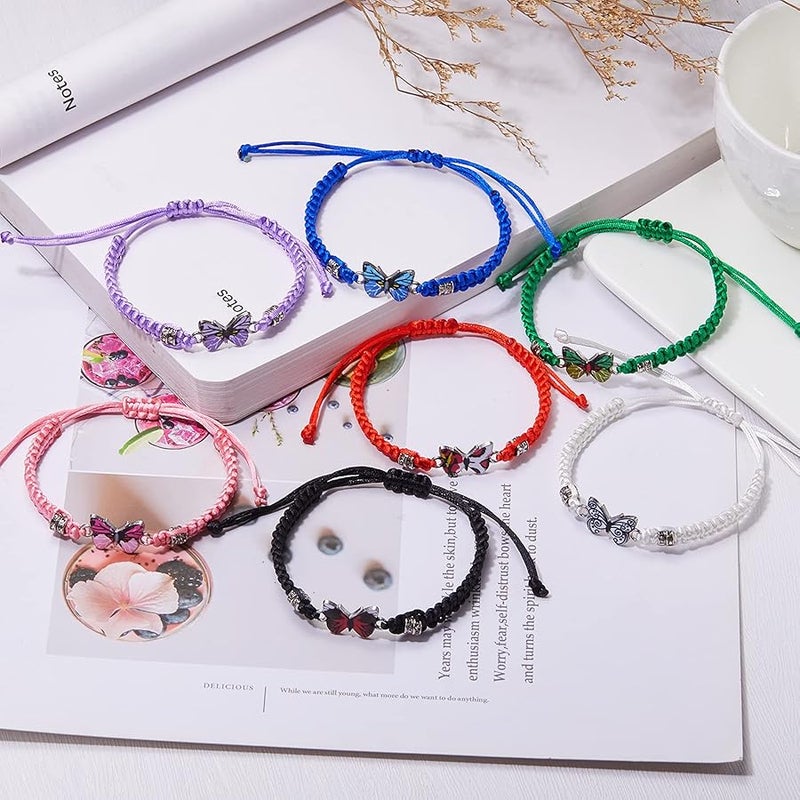 Pingyongchang Butterfly Charm Bracelet Adjustable String Butterfly Friendship Bracelets Cute Hand Woven Colorful Butterfly Charm Bracelets for Women Gifts Jewelry - Image 4