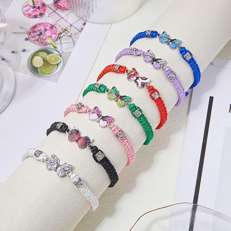 Pingyongchang Butterfly Charm Bracelet Adjustable String Butterfly Friendship Bracelets Cute Hand Woven Colorful Butterfly Charm Bracelets for Women Gifts Jewelry - Image 3