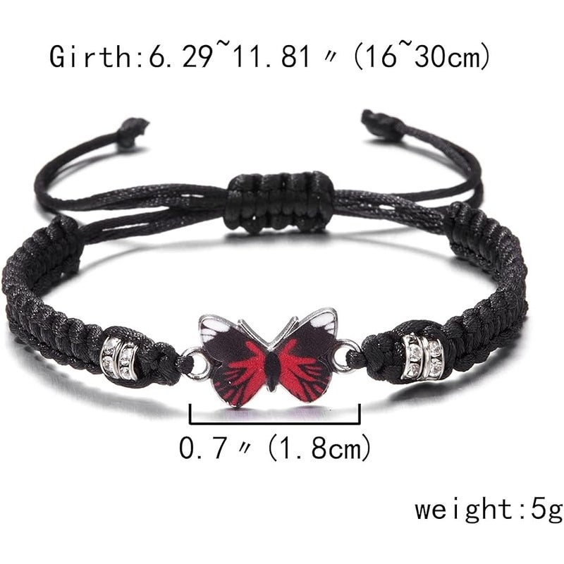 Pingyongchang Butterfly Charm Bracelet Adjustable String Butterfly Friendship Bracelets Cute Hand Woven Colorful Butterfly Charm Bracelets for Women Gifts Jewelry - Image 2