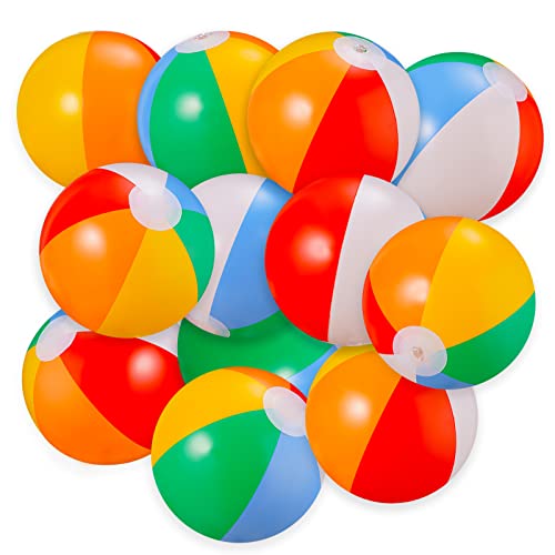 SCIONE Beach Balls Bulk 24 Pack 9 Inflatable Beachballs Swimming Pool Toys for Kids Summer Water Games Kids Birthday Party Favors LuaHawaiian Tropical Theme Decorations Supplies - Image 1