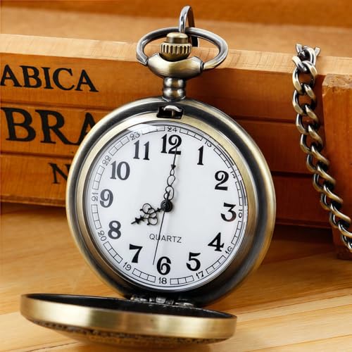 DerMacht Pocket Watch for Men Women Black Quartz Pocket Watches with Chain - Image 3