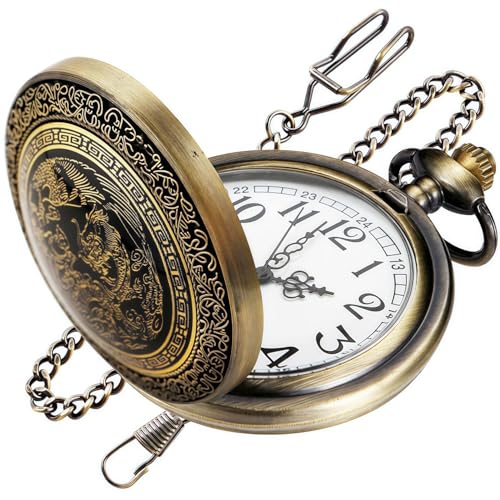 DerMacht Pocket Watch for Men Women Black Quartz Pocket Watches with Chain - Image 2