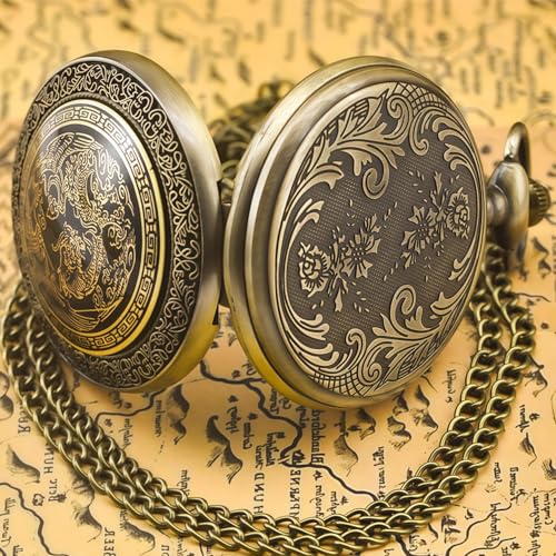 DerMacht Pocket Watch for Men Women Black Quartz Pocket Watches with Chain - Image 4