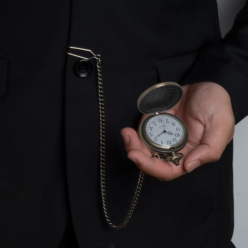 DerMacht Pocket Watch for Men Women Black Quartz Pocket Watches with Chain - Image 5