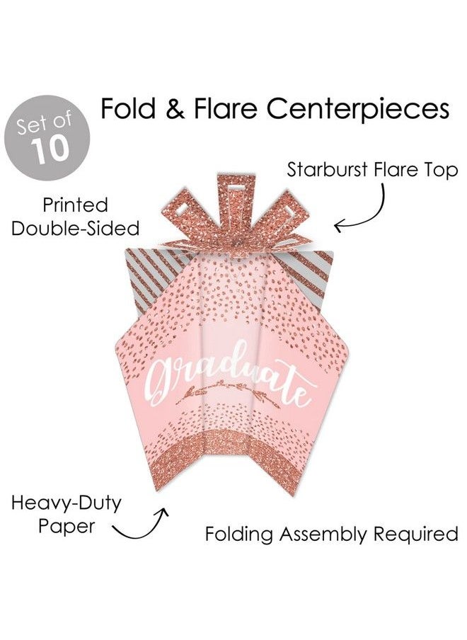 Big Dot of Happiness - Rose Gold Grad Table Decorations Graduation Party Fold And Flare Centerpieces 10 Count - Image 1