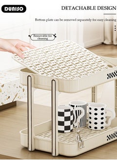 DUNISO 2-Tier Cups Mugs Drying Rack with Removable Drain Tray,Multi-Functional Storage Rack, Countertop Coffee Cup Organizer Shelf,Countertop Bathroom Organizer,Tray Holder for Home, Bathroom, Kitchen Glass cup and Food  - Image 2