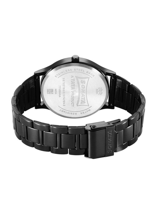 Sonata Aspire Quartz Analog Black Dial Stainless Steel Strap Watch for Men-77105NM04W - Image 4
