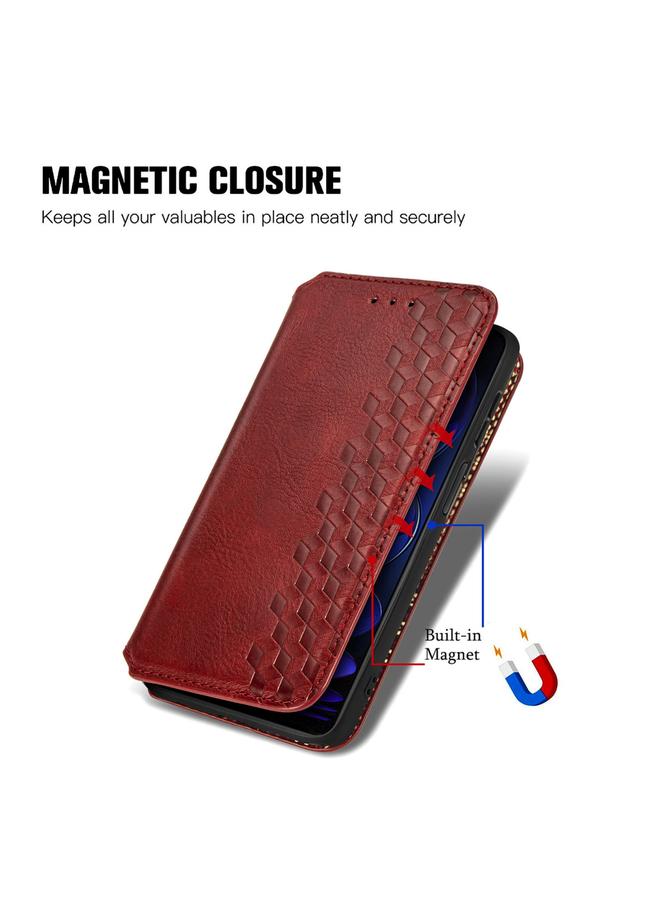 S-TOP Case For HMD Skyline Cubic Grid Pressed Magnetic Leather Phone Case - Image 5