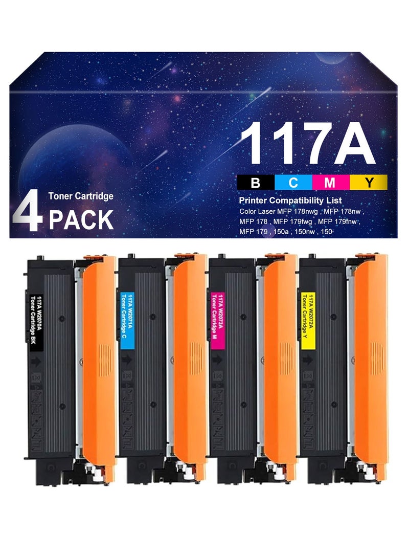 117A Toner Cartridges With Chip Replacement for 117A 117 W2070A W2071A W2072A W2073A Color Laser MFP 179fwg 178nwg 179fnw 178nw 150a 150nw 179 178 150 ( Black Cyan Yellow Magenta) - Image 1