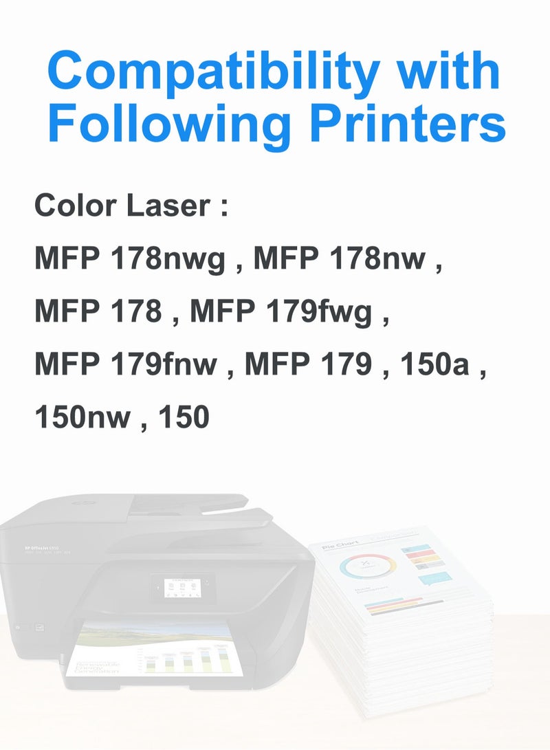 117A Toner Cartridges With Chip Replacement for 117A 117 W2070A W2071A W2072A W2073A Color Laser MFP 179fwg 178nwg 179fnw 178nw 150a 150nw 179 178 150 ( Black Cyan Yellow Magenta) - Image 2
