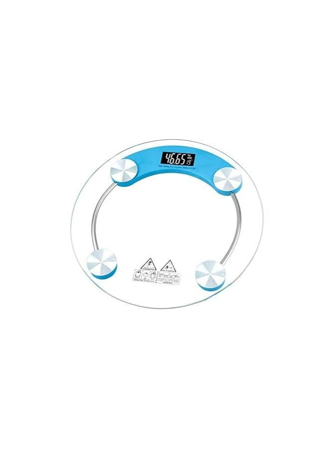 Round Toughened Glass Digital Weighing Machine with Step-On Technology, LCD Display and Weight Capacity Up To 180 kg (Transparent) - Image 1