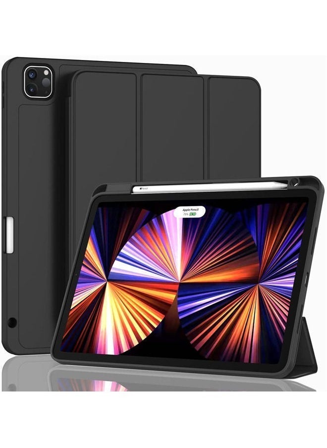 SmartGrist New iPad Pro 11 Inch Case 2022 4th Gen/2021 3rd Gen /2020 2nd Gen with Pencil Holder,Smart iPad Case Support Touch ID and Auto Wake/Sleep with Auto 2nd Gen Pencil Charging Black - Image 1
