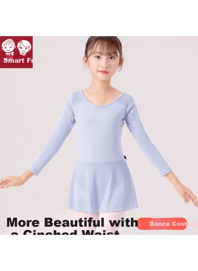 Smart Friends Zhiyouban Children's Dance Costume Girls' Long Sleeve Ballet Practice Dress Chinese Dance Gymnastics Leotard Professional Art Exam Grading - Image 1